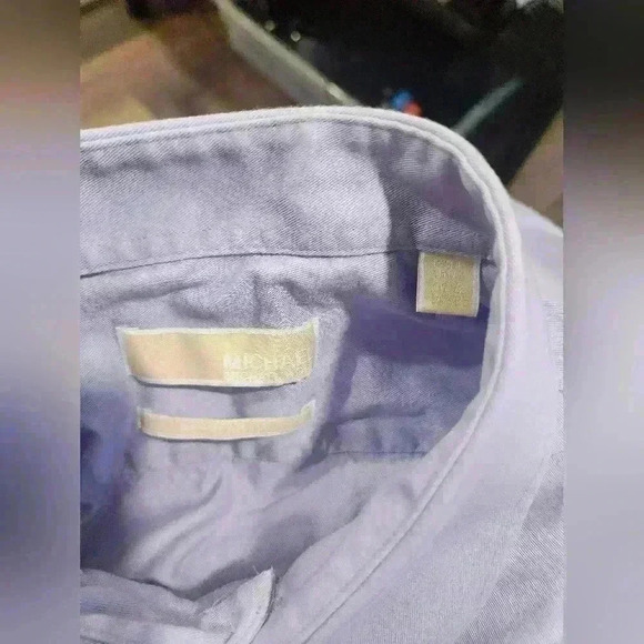 MICHAEL KORS Purple Blue Men's Sz 16.5 34/35 Long Sleeve Button-Down Dress Shirt - Picture 3 of 5